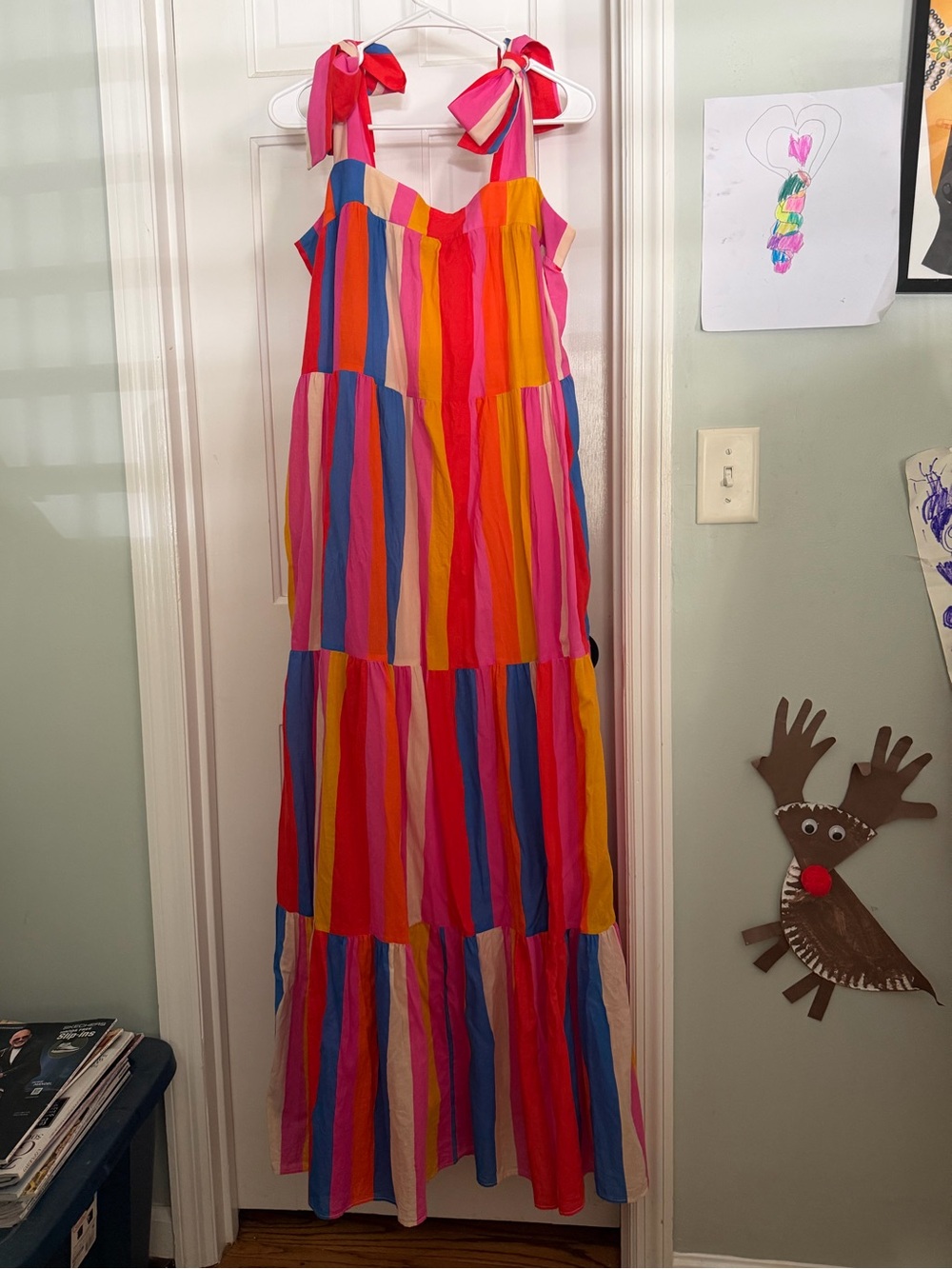 FARM Rio Multicolor Striped Maxi Dress — Pink, Red, Blue, Yellow, Orange - Picture 4 of 4
